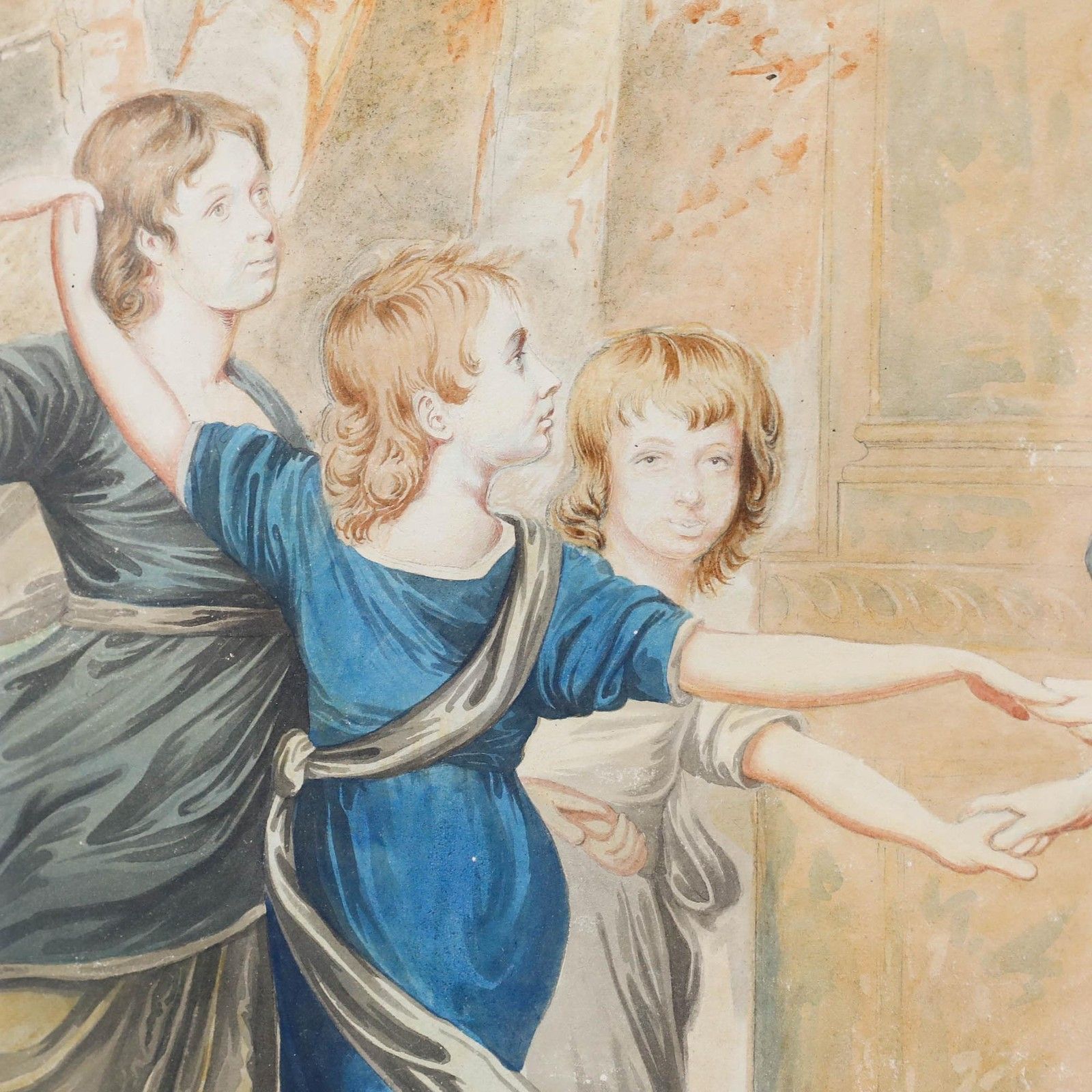 After George Romney Framed 19th Century Watercolour, The Gower Family photo 337.0