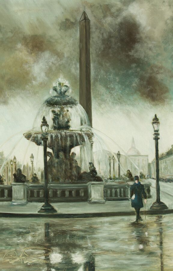 L. Catrimo French School Contemporary Oil, Place La Concorde, Paris, photo furniture