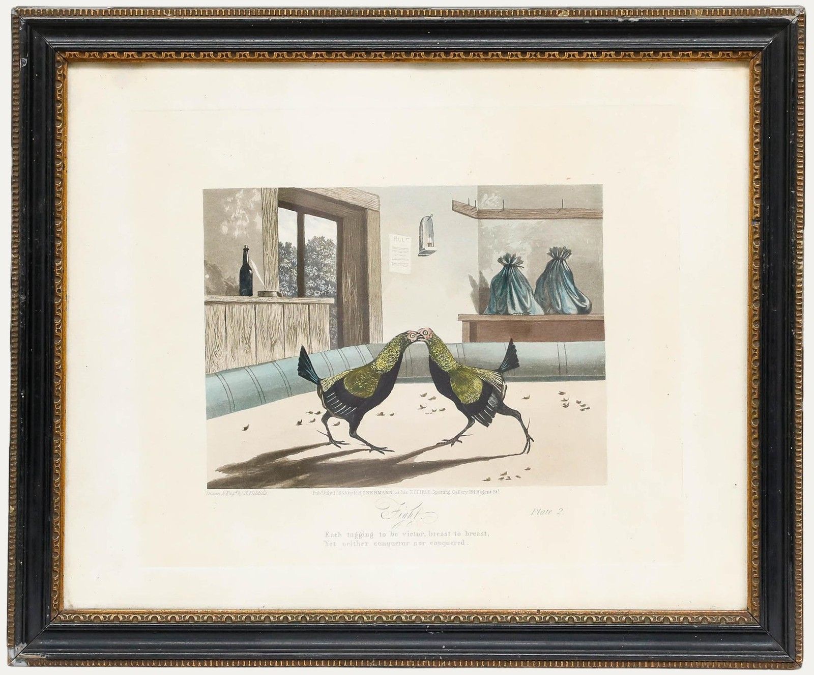 After Newton Fielding (1799 1856) Framed 1853 Etching, Fight