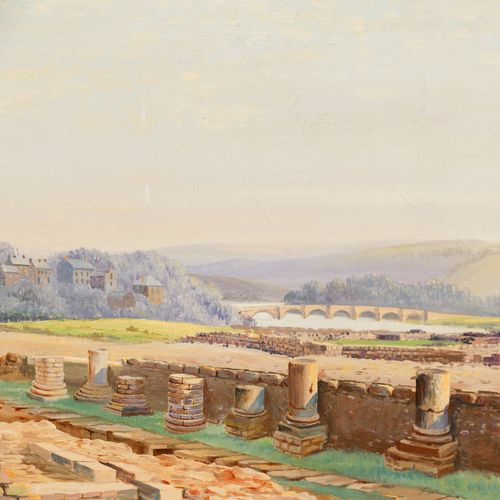 Alan Bengall Charlton (1913  1981) Mid 20th Century Oil, Corbridge Roman Site photo Art