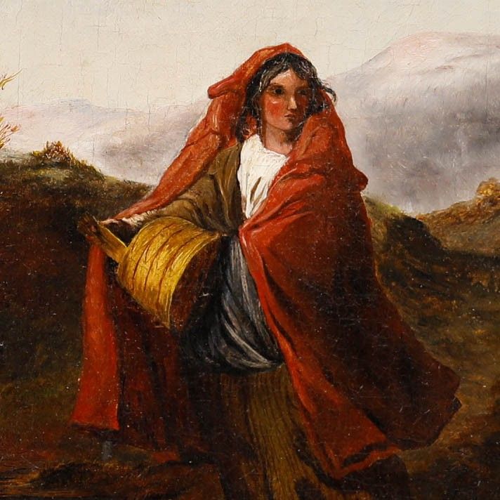 W. D. Halloway Late 19th Century Oil, Crossing The Stepping Stones photo Art