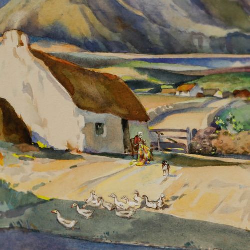 Frederick G. Meekley (1896 1951)  Watercolour, Crofters Cottage In The Highlands photo 209.0