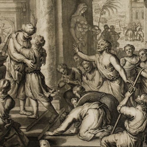 Dutch Bible Scenes 18th Century Engraving, Joseph Reveals Himself photo Art