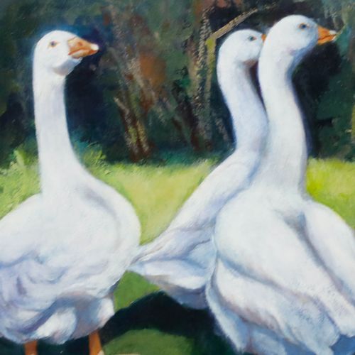 Amanda Montgomery Higham Framed Contemporary Acrylic, A Gaggle Of Geese photo Art
