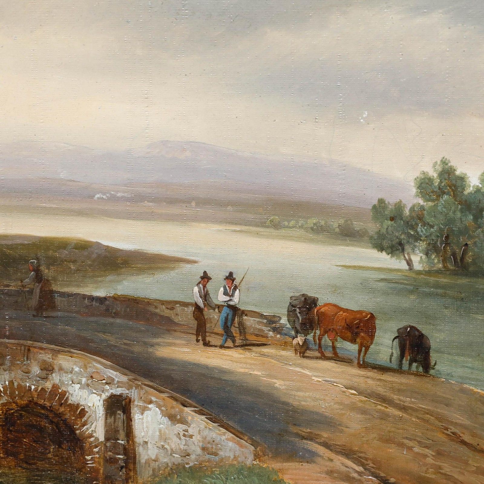 19th Century Oil Across The Bridge photo Art