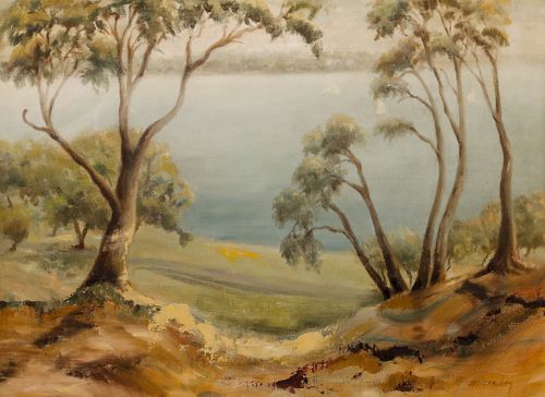 Doreen King  Australian School Mid 20th Century Oil, Peppermint Grove photo furniture