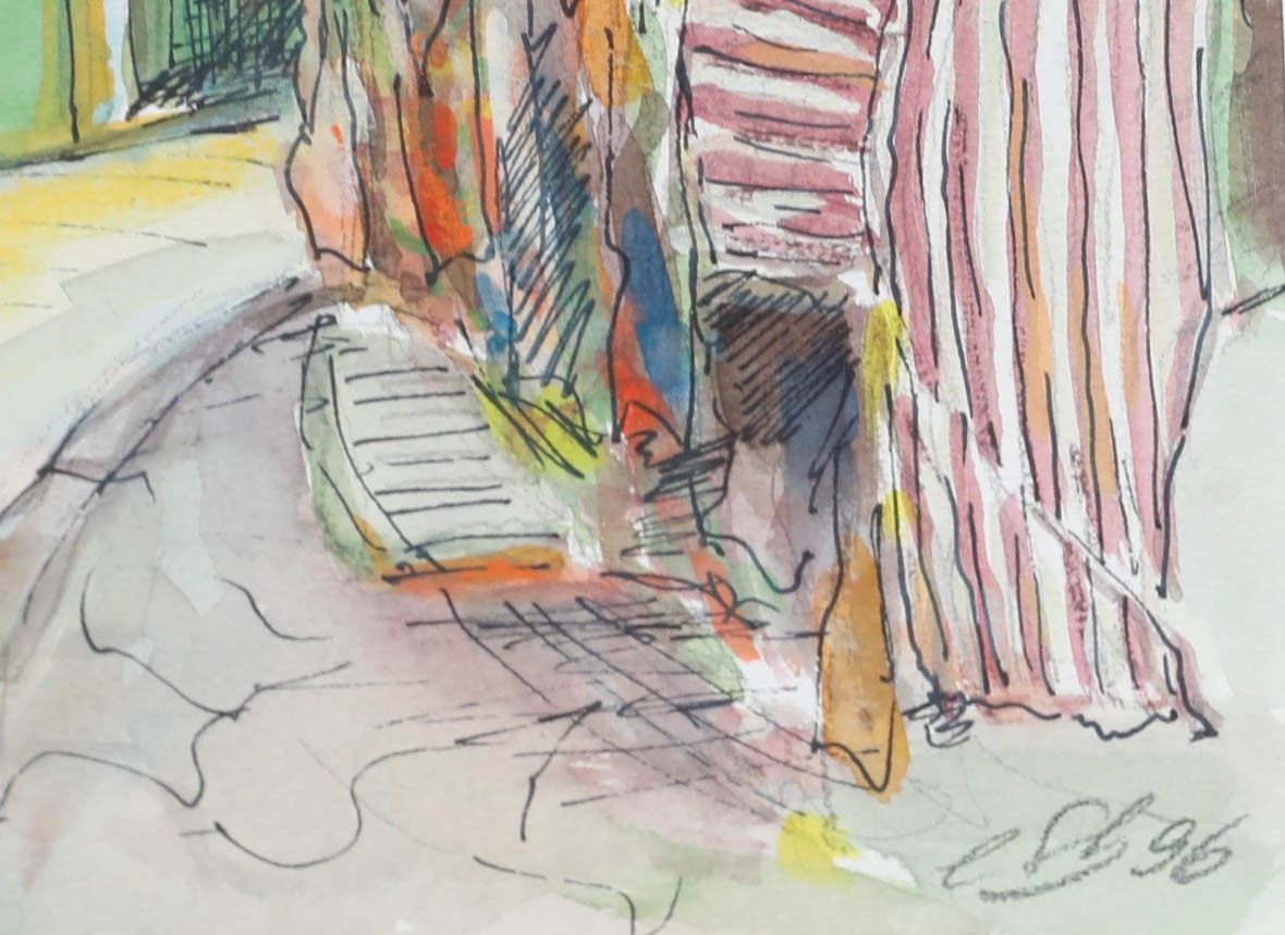 Erwin Steinhauser (1939 2023) 1996 Watercolour, Italian Street photo vinterior