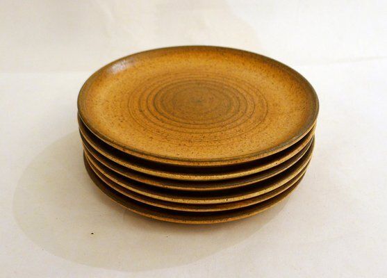 Small Stoneware Dessert Plates From Longchamp, France, 1960s, Set Of 6