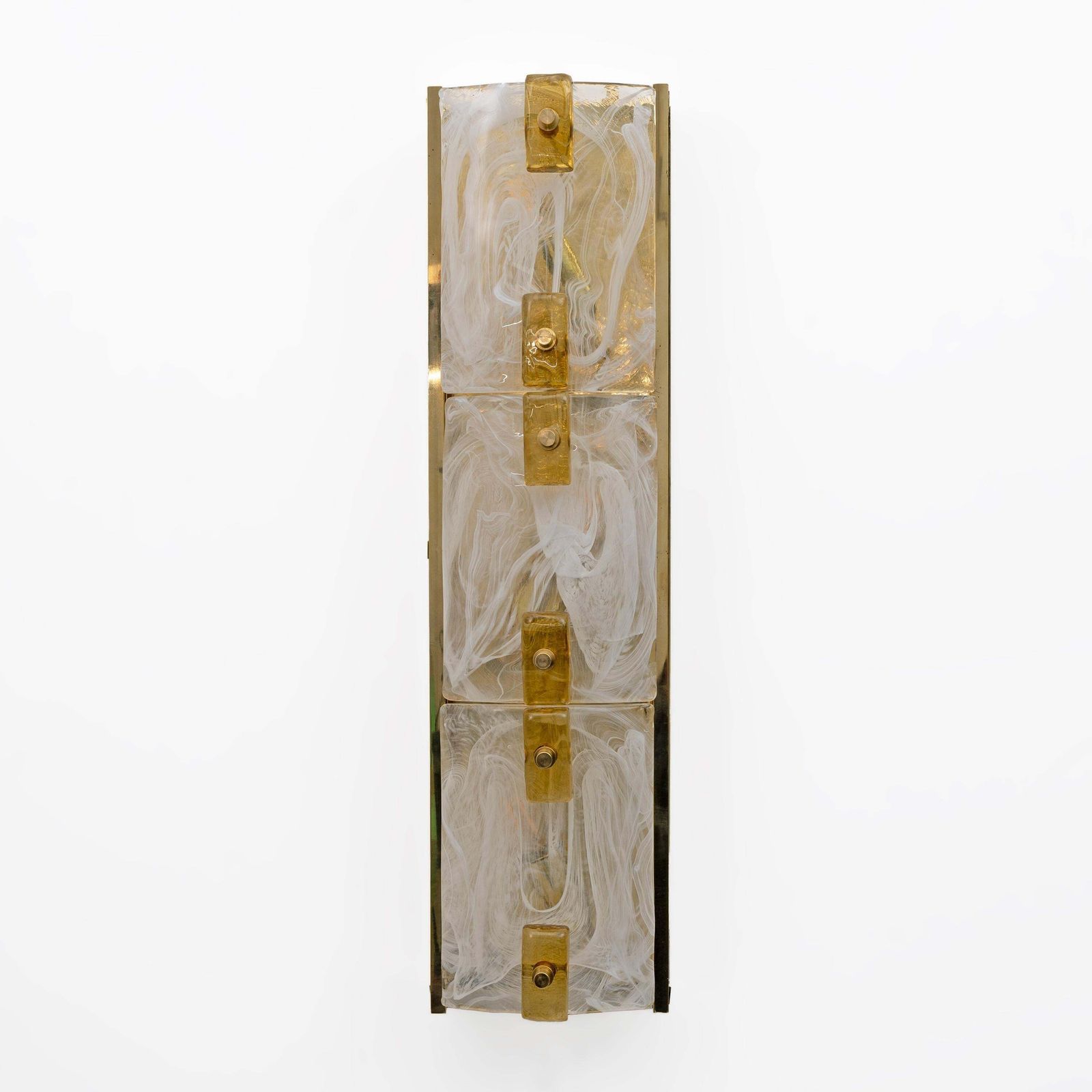 Pair Of Modern Sconces In Brass And Milk White Murano Glass And Amber Glass photo furniture