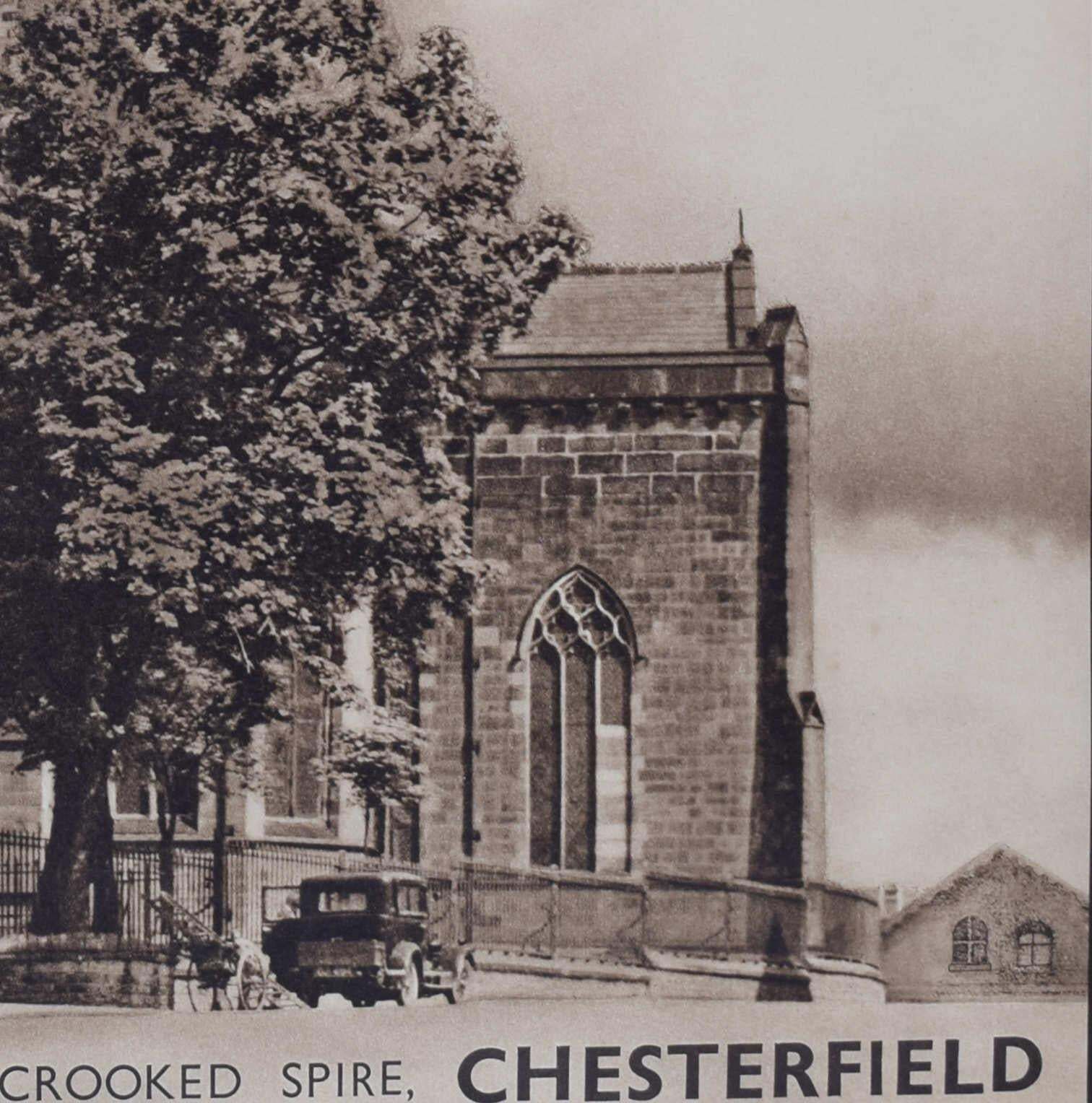 The Crooked Spire, Chesterfield, Vintage 1950s Travel Poster By Val Doone, C.1950 photo furniture