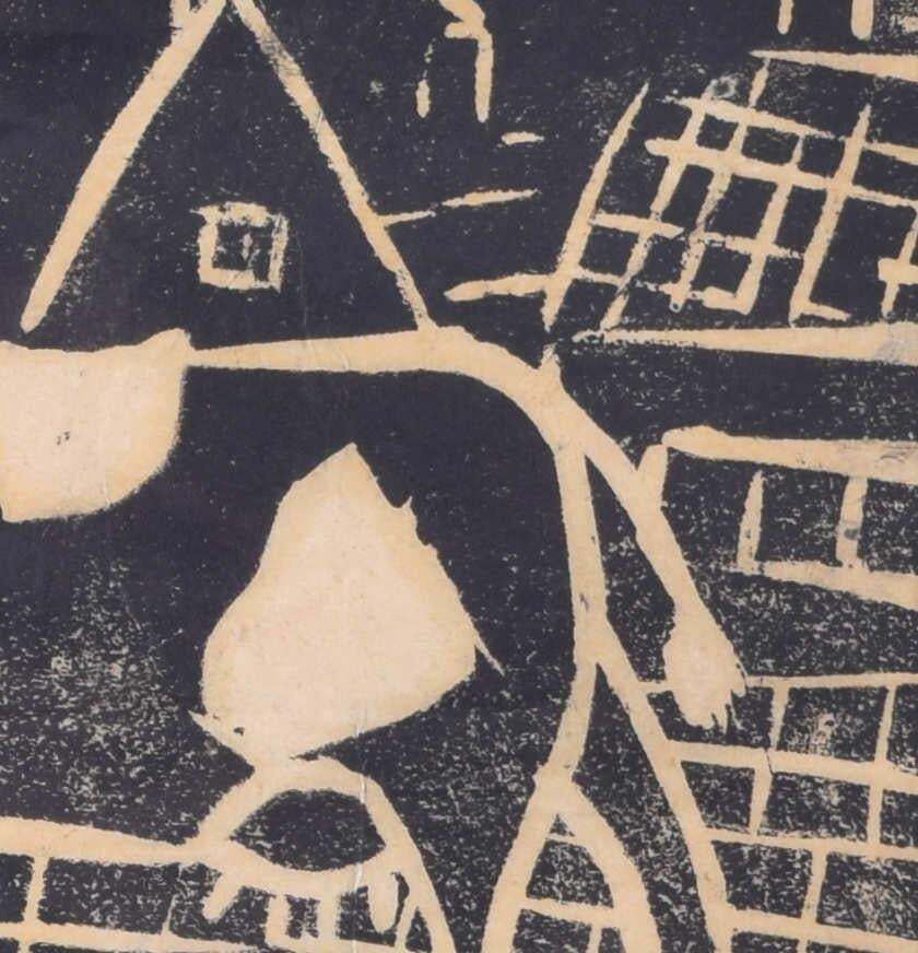 Heading Out To Pasture, Woodblock Print By Penelope Ellis photo for sale
