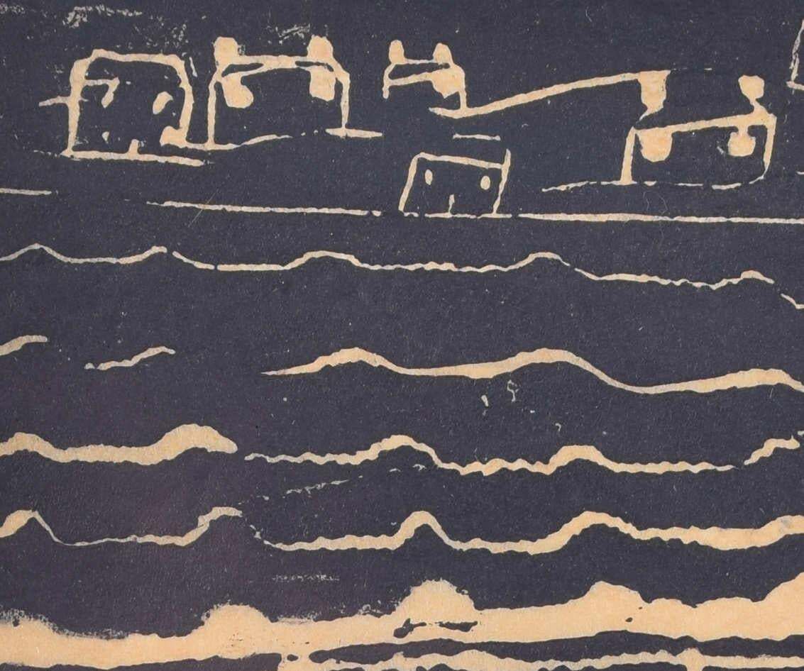 Wallowing In The Mud, Woodblock Print By Penelope Ellis photo 295.0