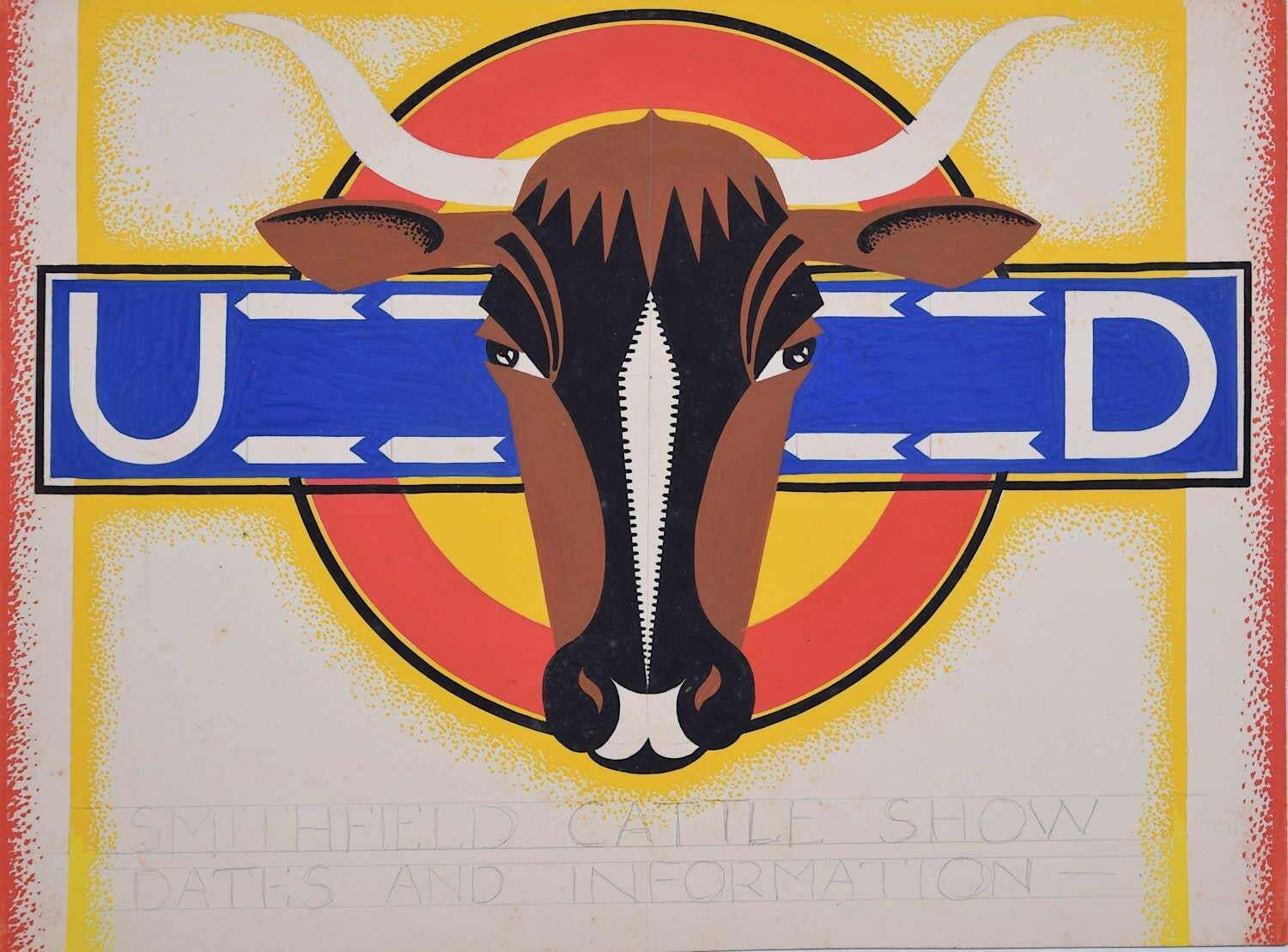 Smithfield Cattle Show, 1930s Art Deco Poster Design By A. E. Halliwell