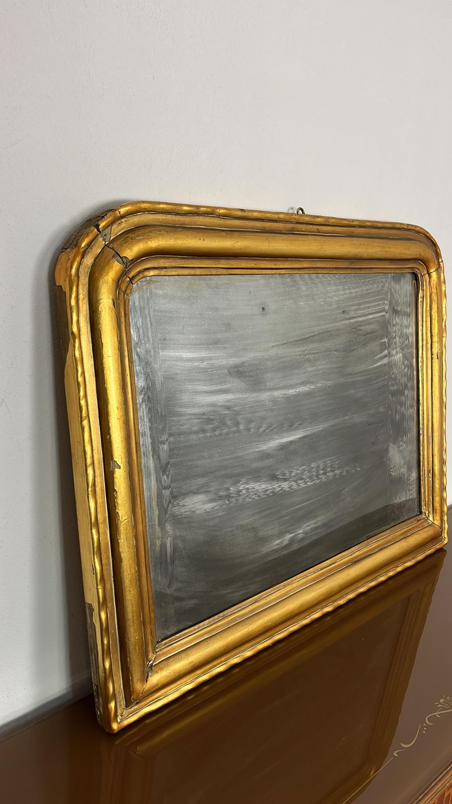 Antique French Louis Philippe Wall Mirror In Wood And Gold Leaf, 1930s photo furniture