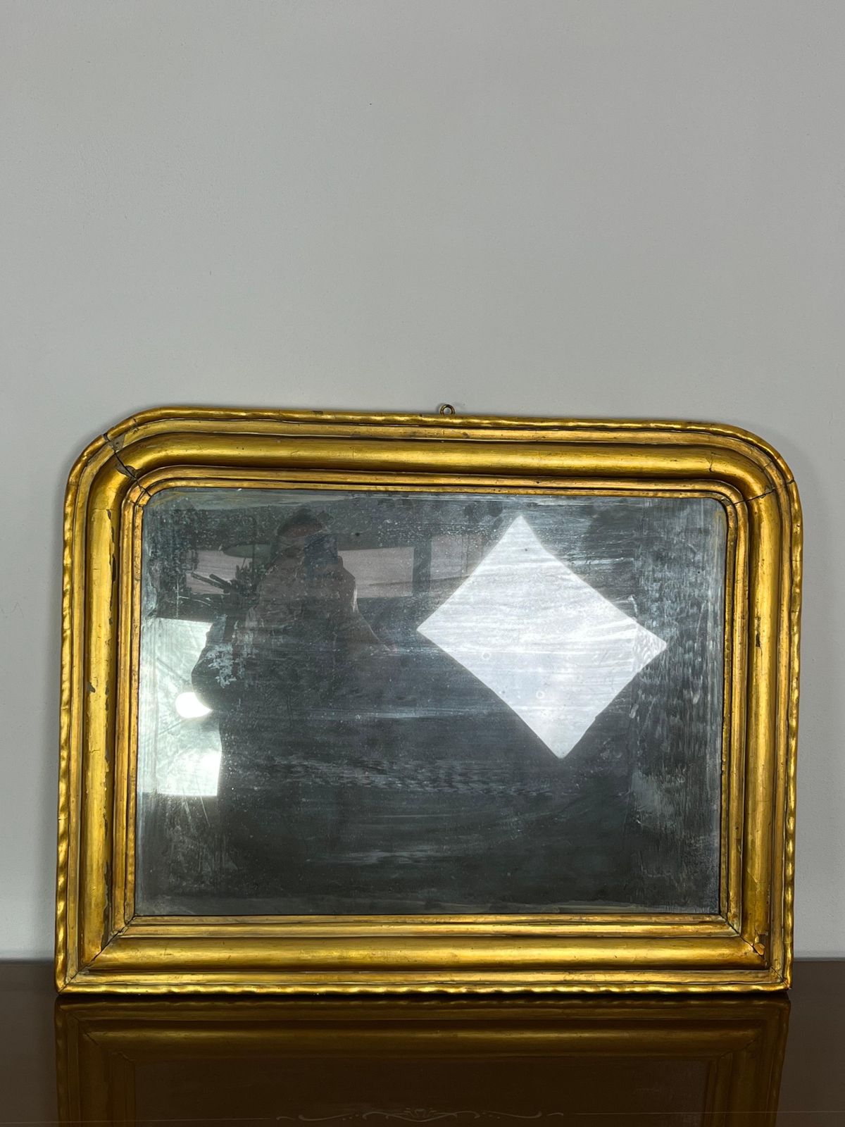 Antique French Louis Philippe Wall Mirror In Wood And Gold Leaf, 1930s photo for sale