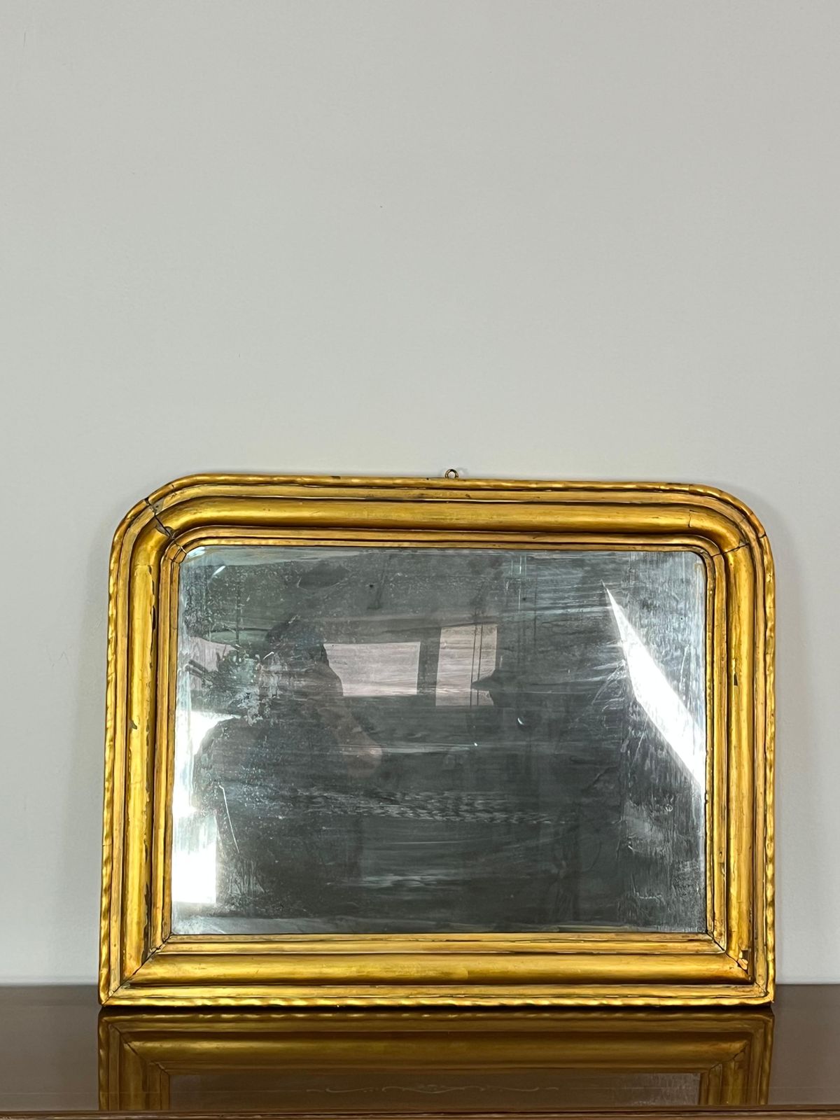 Antique French Louis Philippe Wall Mirror In Wood And Gold Leaf, 1930s photo Home Decor