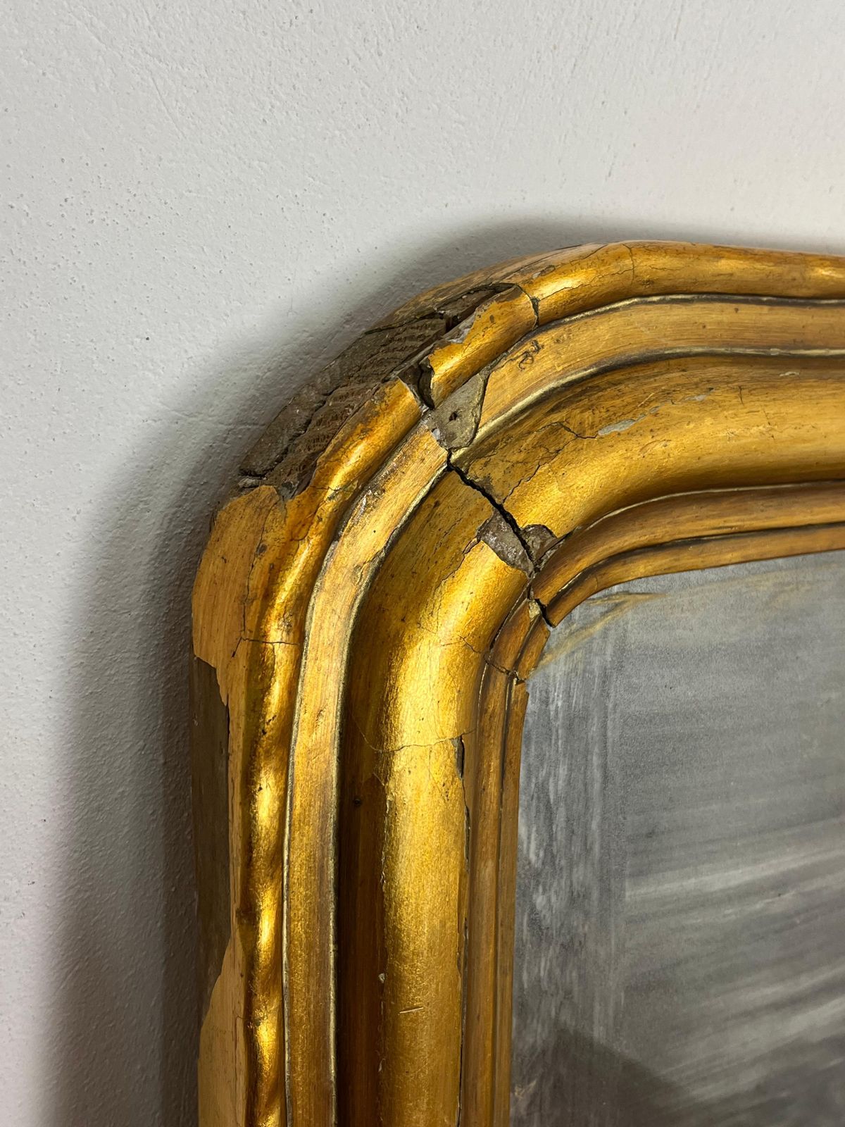 photo furniture Antique French Louis Philippe Wall Mirror In Wood And Gold Leaf, 1930s
