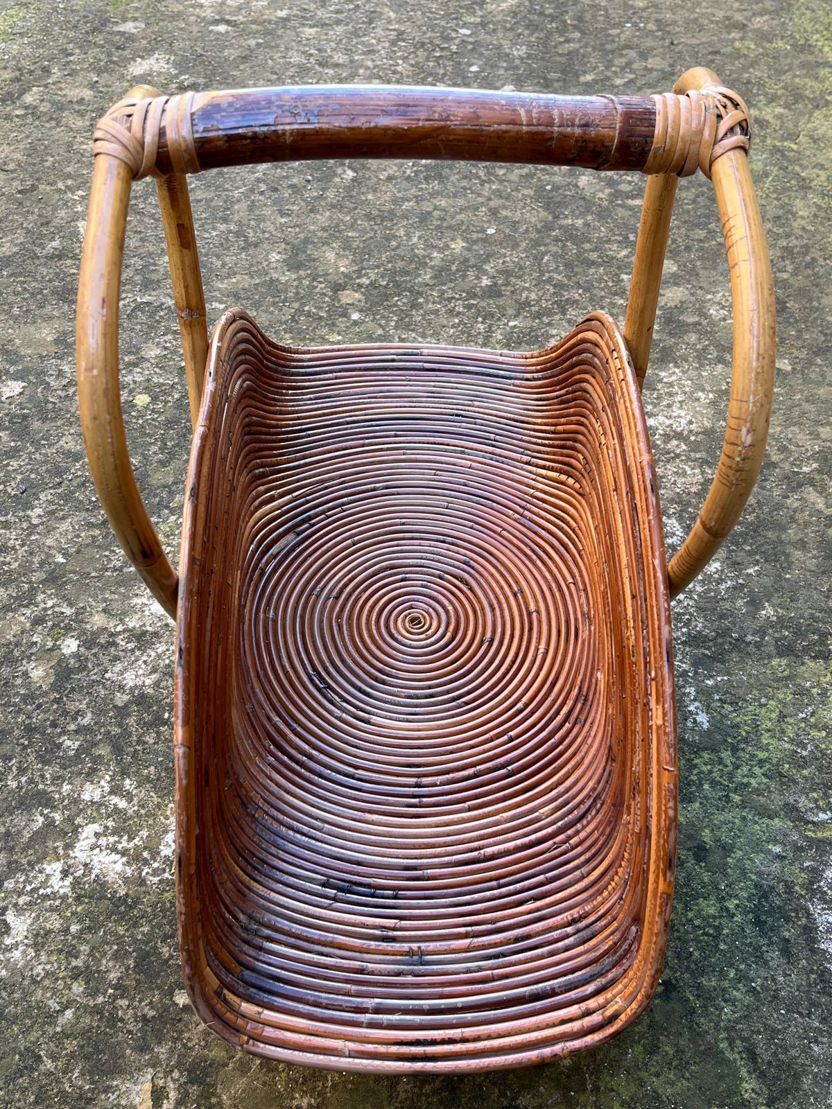 370.0 Mid Century Bamboo Rattan Magazine Rack In The Style Of Vivai Del Sud 1950s photo