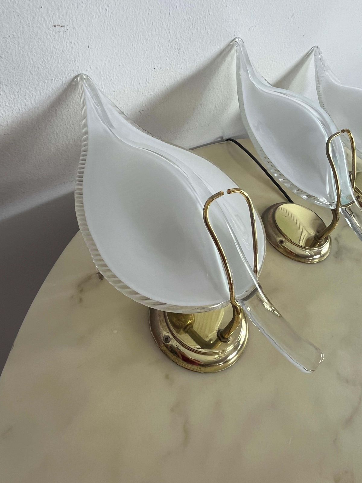 Set Of 3 Mid Century Wall Lamps Attributed To Barovier & Toso 1960s photo Lighting
