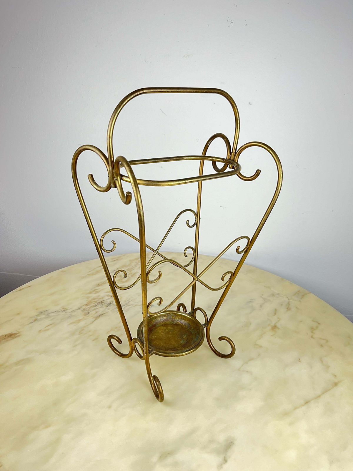 Antique Italian Brass Umbrella Stand, 1950s photo vinterior