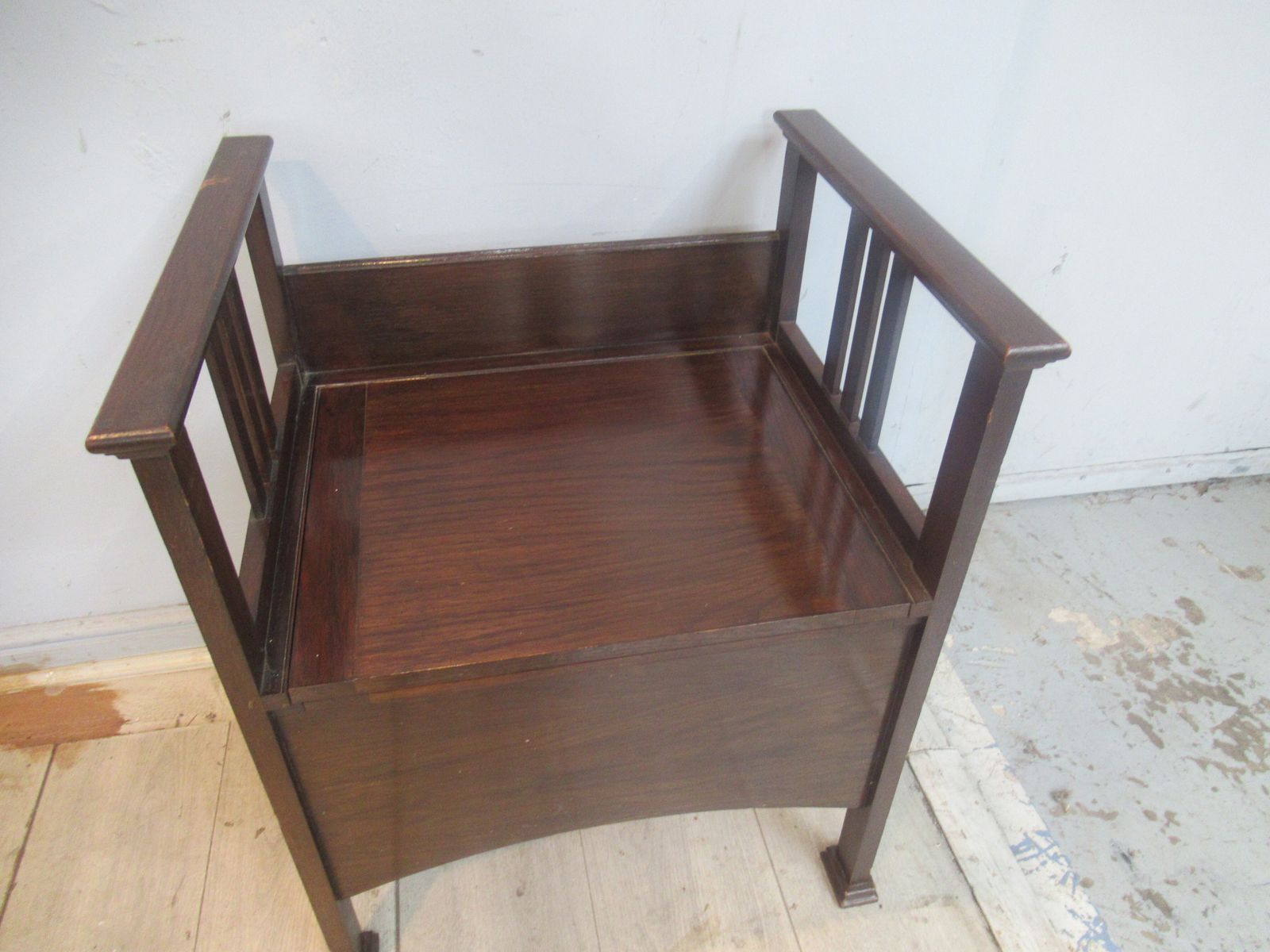 Edwardian  Oak Bench Seat / Commode. photo Furniture