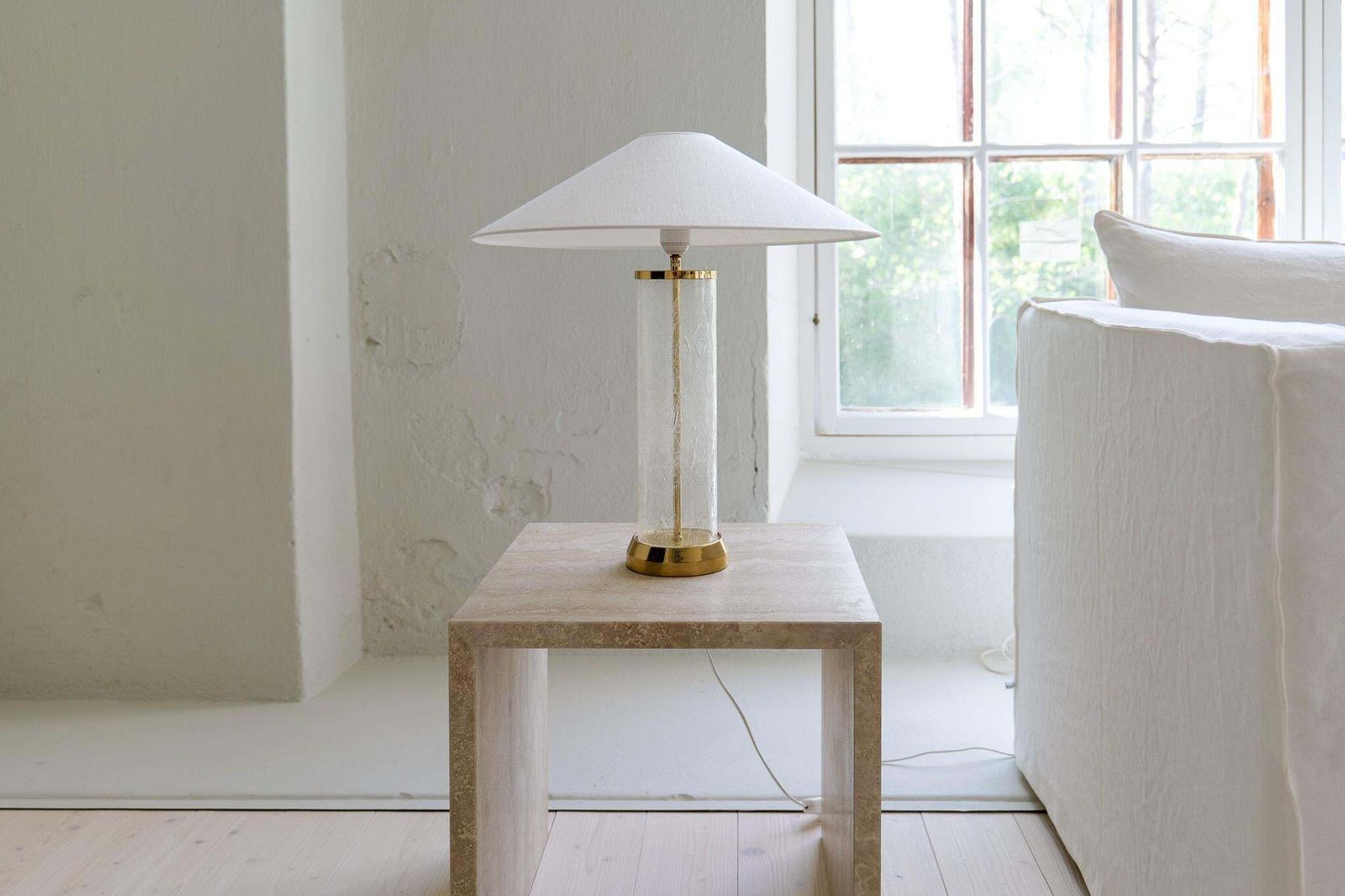 Midcentury Modern Glass And Brass Table Lamp Bergbom B 019 Sweden 1960s photo Lighting