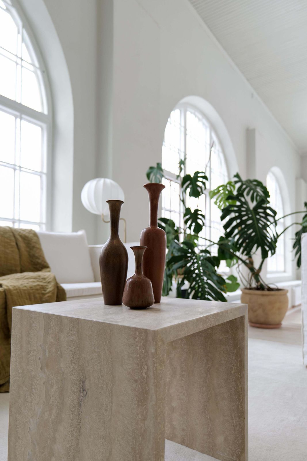Midcentury Modern Groupe Of 3 Earthy Vases Rörstrand By Gunnar Nylund, Sweden photo for sale