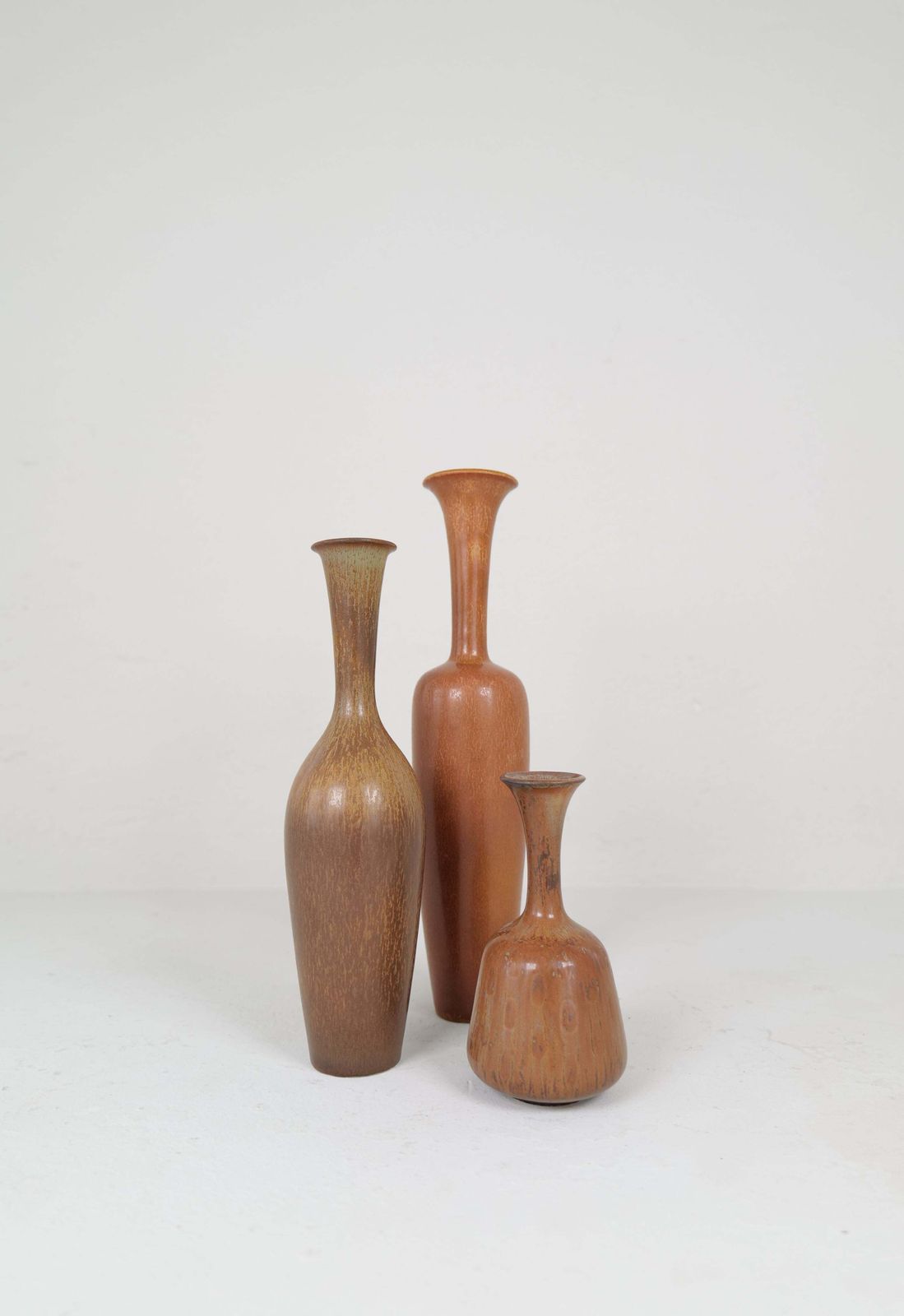 Midcentury Modern Groupe Of 3 Earthy Vases Rörstrand By Gunnar Nylund, Sweden photo 2995.0