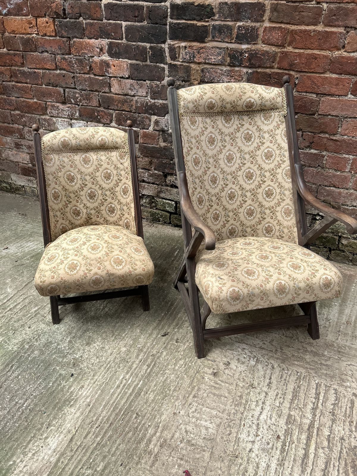 Ladies And Gentleman's 1900's Steamer Easy Chairs photo vintage