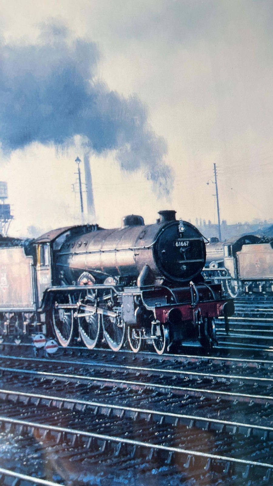 Large Signed Framed Railway Print 'Sandringham Sunset' By Malcolm Root (1988) – Steam Locomotive Art photo vinterior