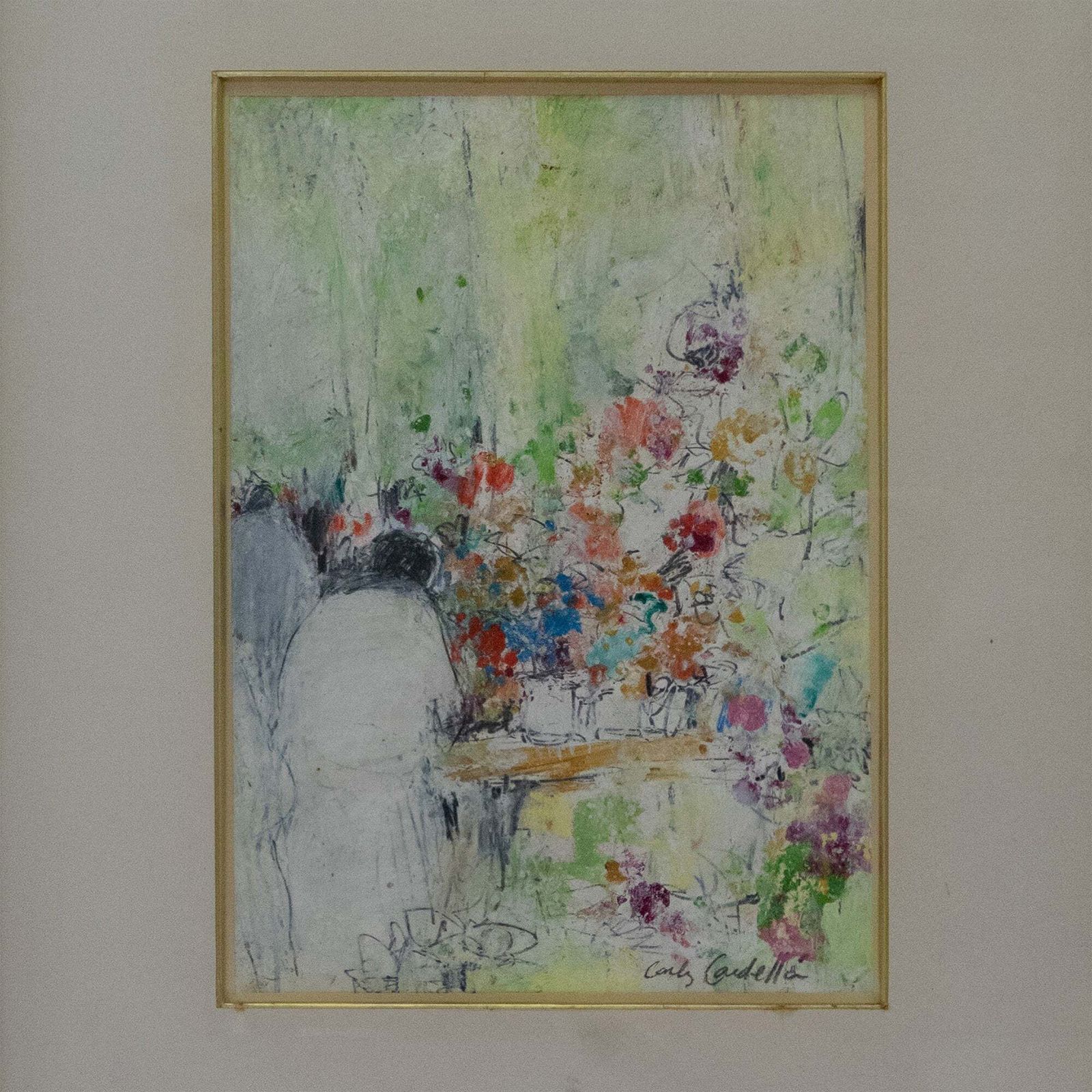 Floral Table Scene And Two Women – Pair Of Paintings By Carlos Cardella photo Art