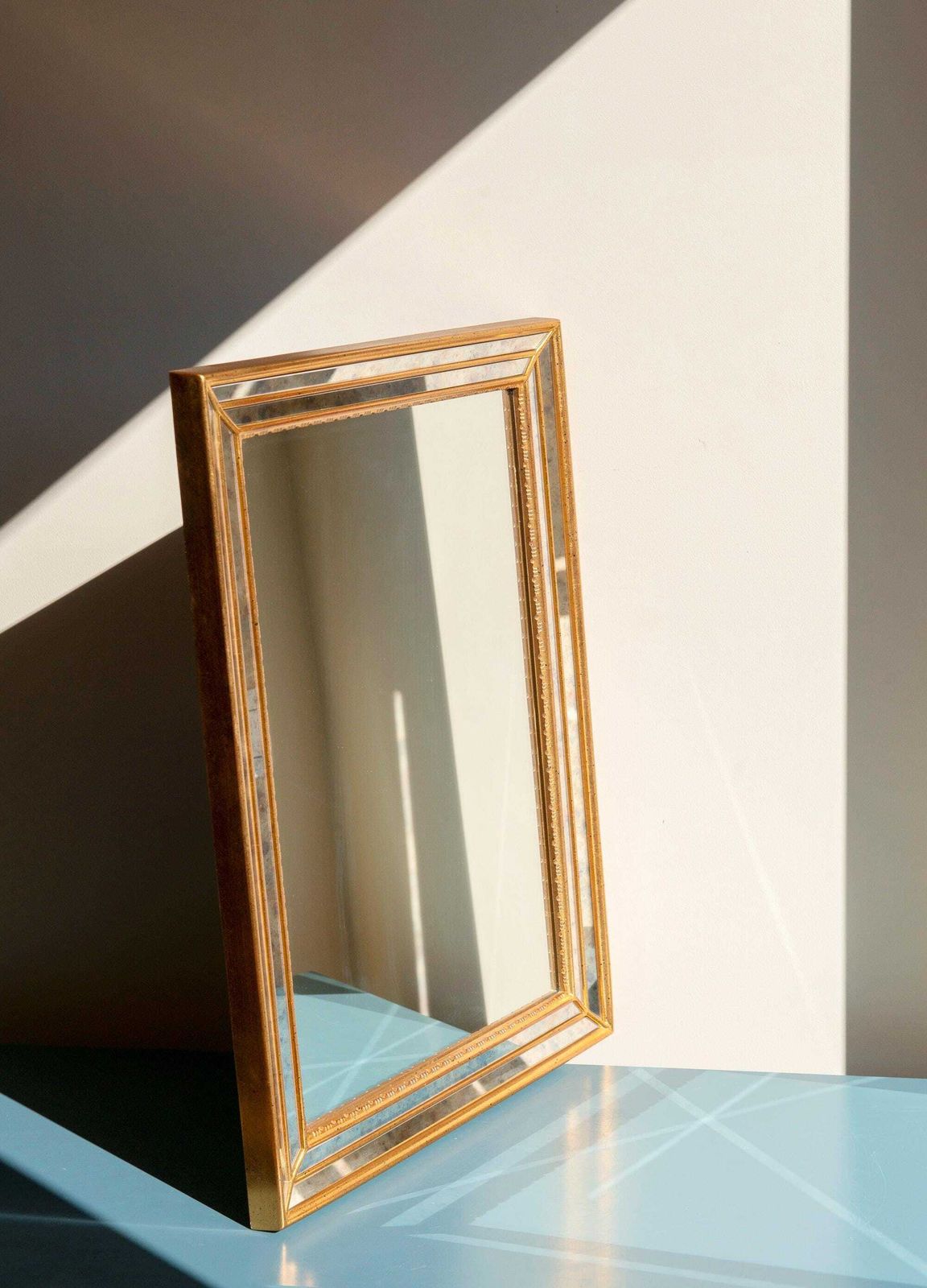 Venetian Golden Mirror   Deknudt   Hollywood Regency   Belgian Design Wall Mirror With Facet Cut Glass   Mid Century Modern photo furniture