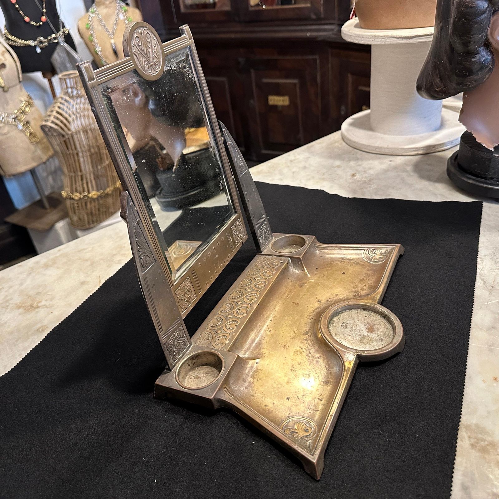 An Art Nouveau Silver Plated Table Vanity Mirror By W.M.F. photo 685.0