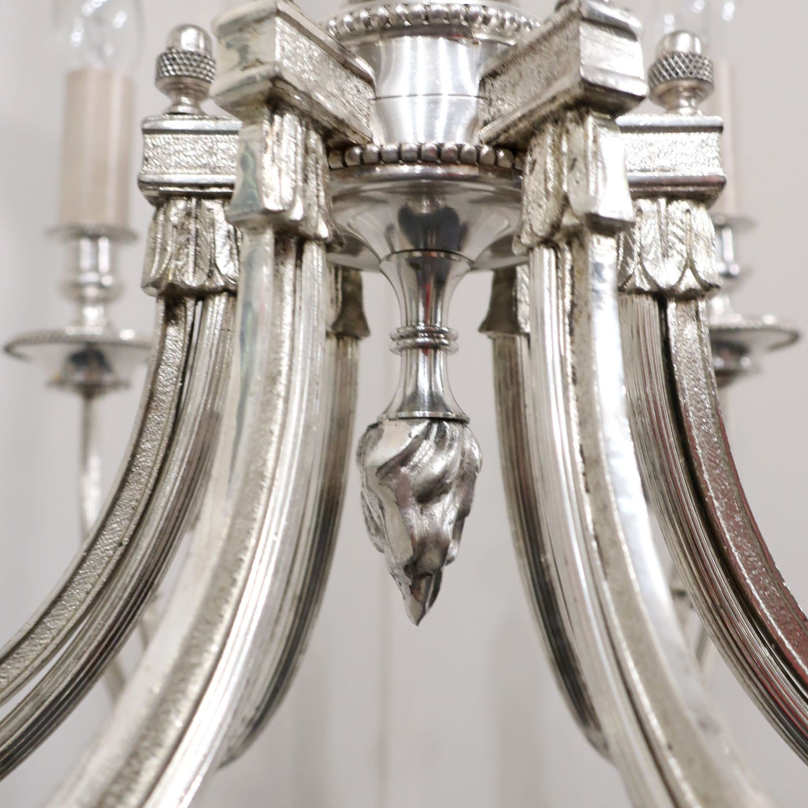 1025.0 French Early 20th Century Silver Six Arm Chandelier photo