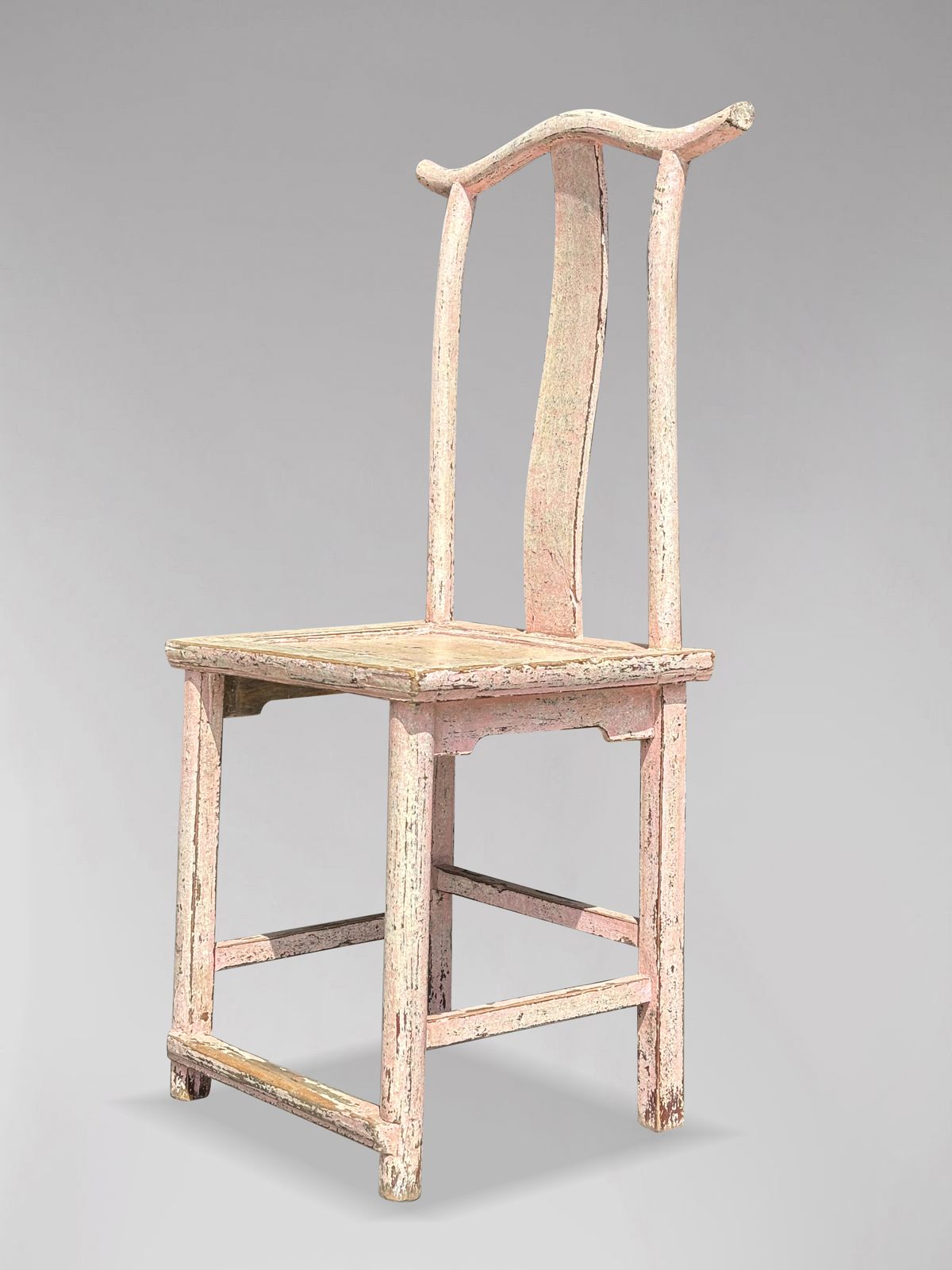 Pair Of 19th Century Pink Painted Chinese Yoke Back Chairs photo furniture