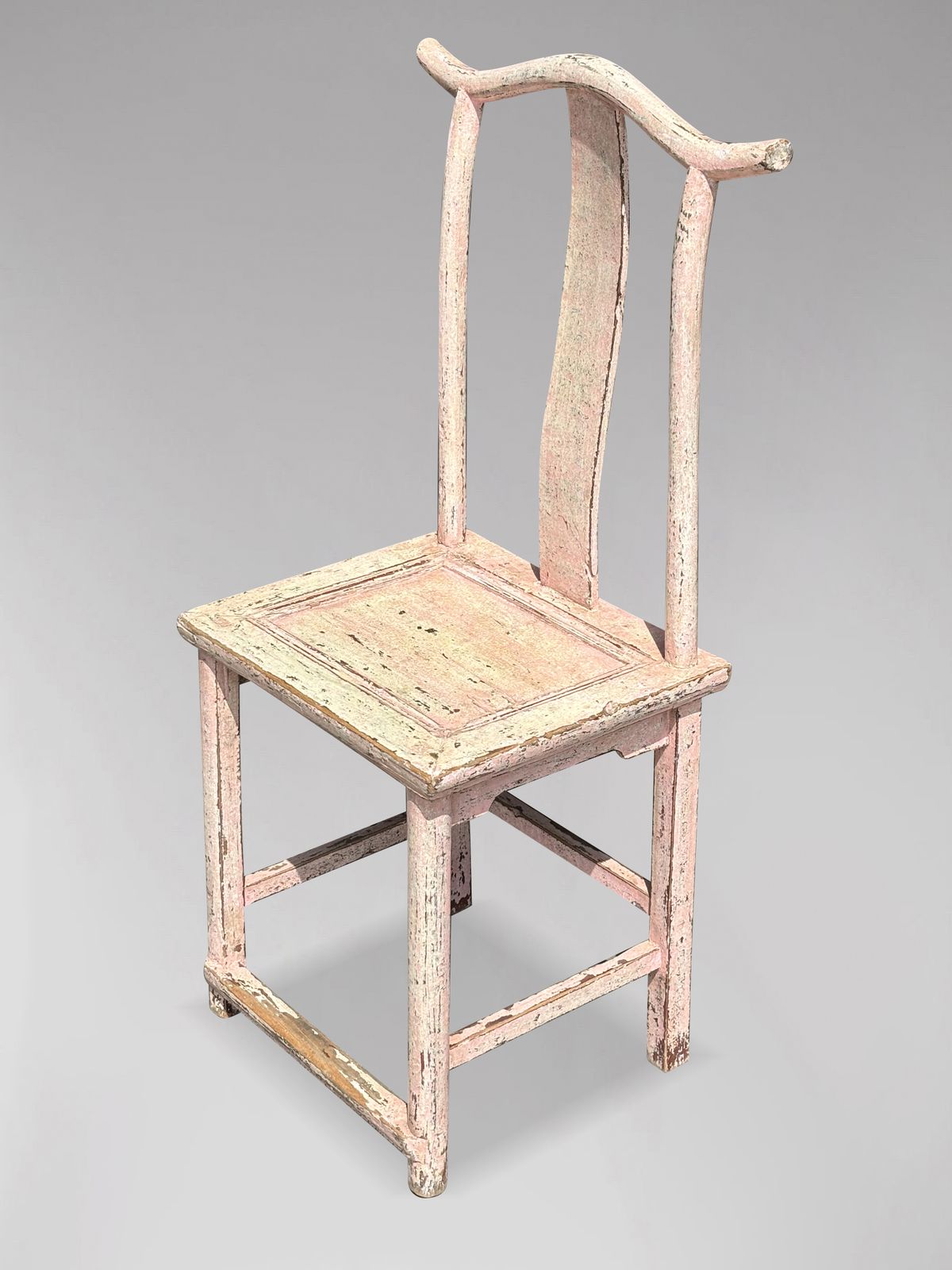 Pair Of 19th Century Pink Painted Chinese Yoke Back Chairs photo Furniture
