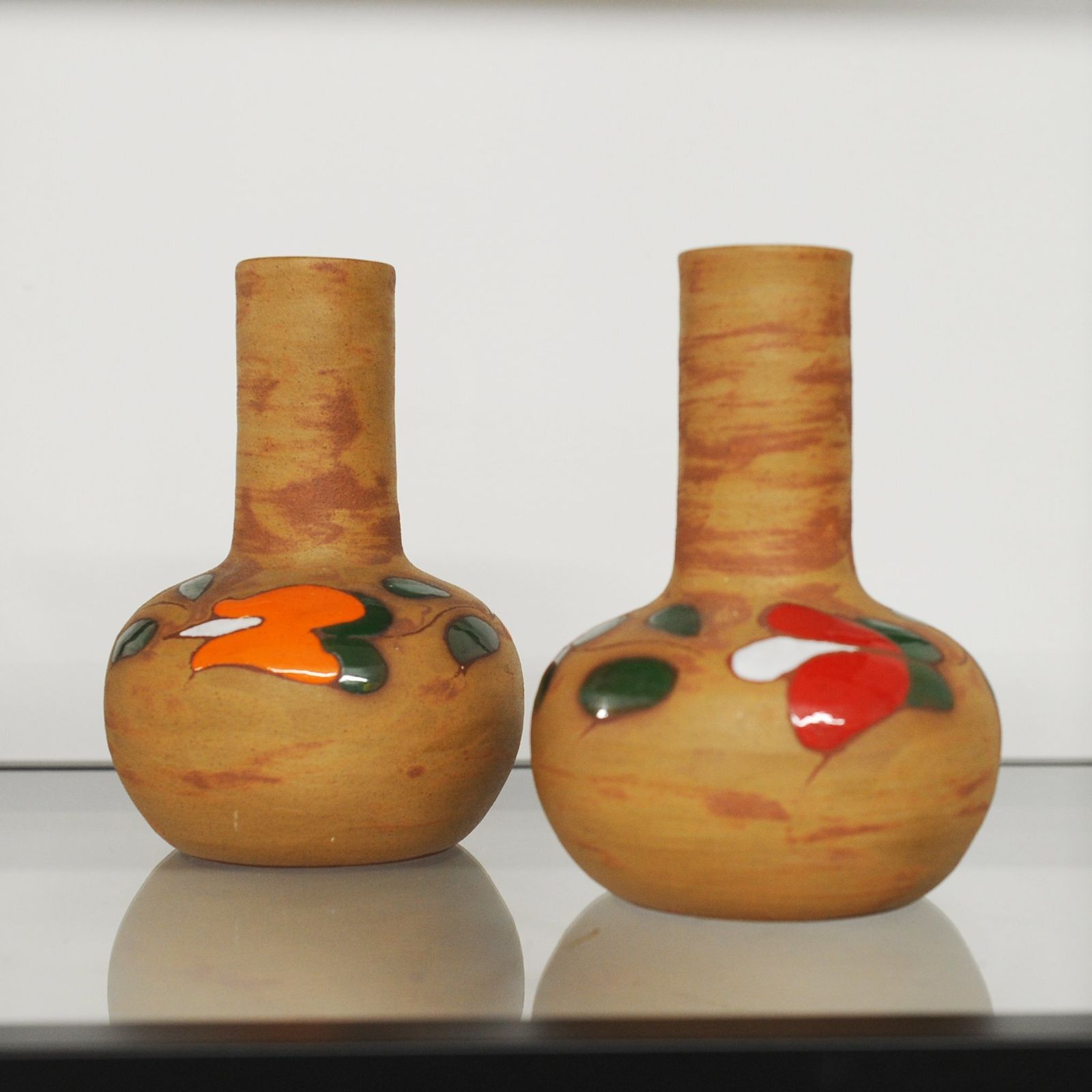 Pair Of Rustic Studio Ceramic Floral Vases By Kepamika, 1970s, Set Of 2 photo furniture