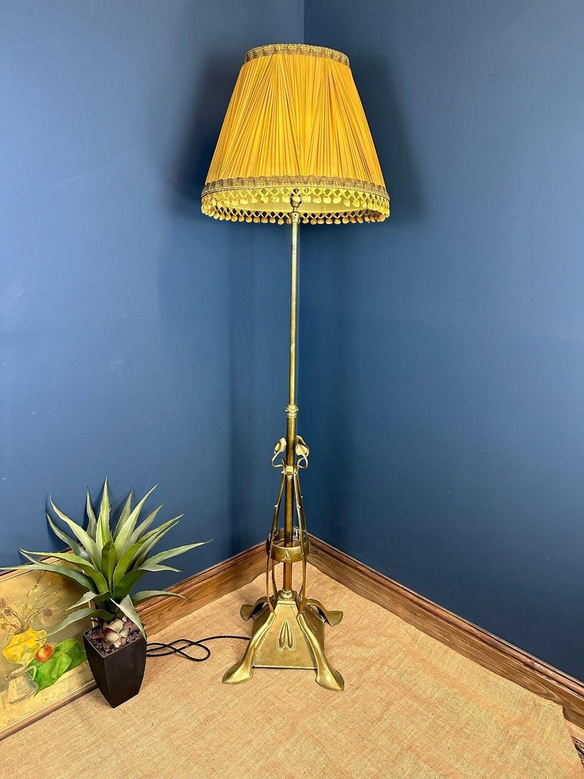 Antique Art Nouveau Brass Standard Lamp photo for sale
