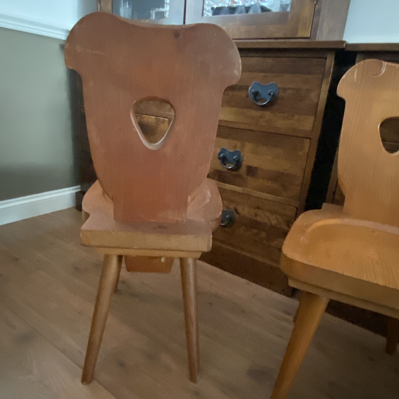 photo buy Polish 1970s Zydel Redyk B Alpine Tavern Style Wooden Dining Chairs Rustic Pine
