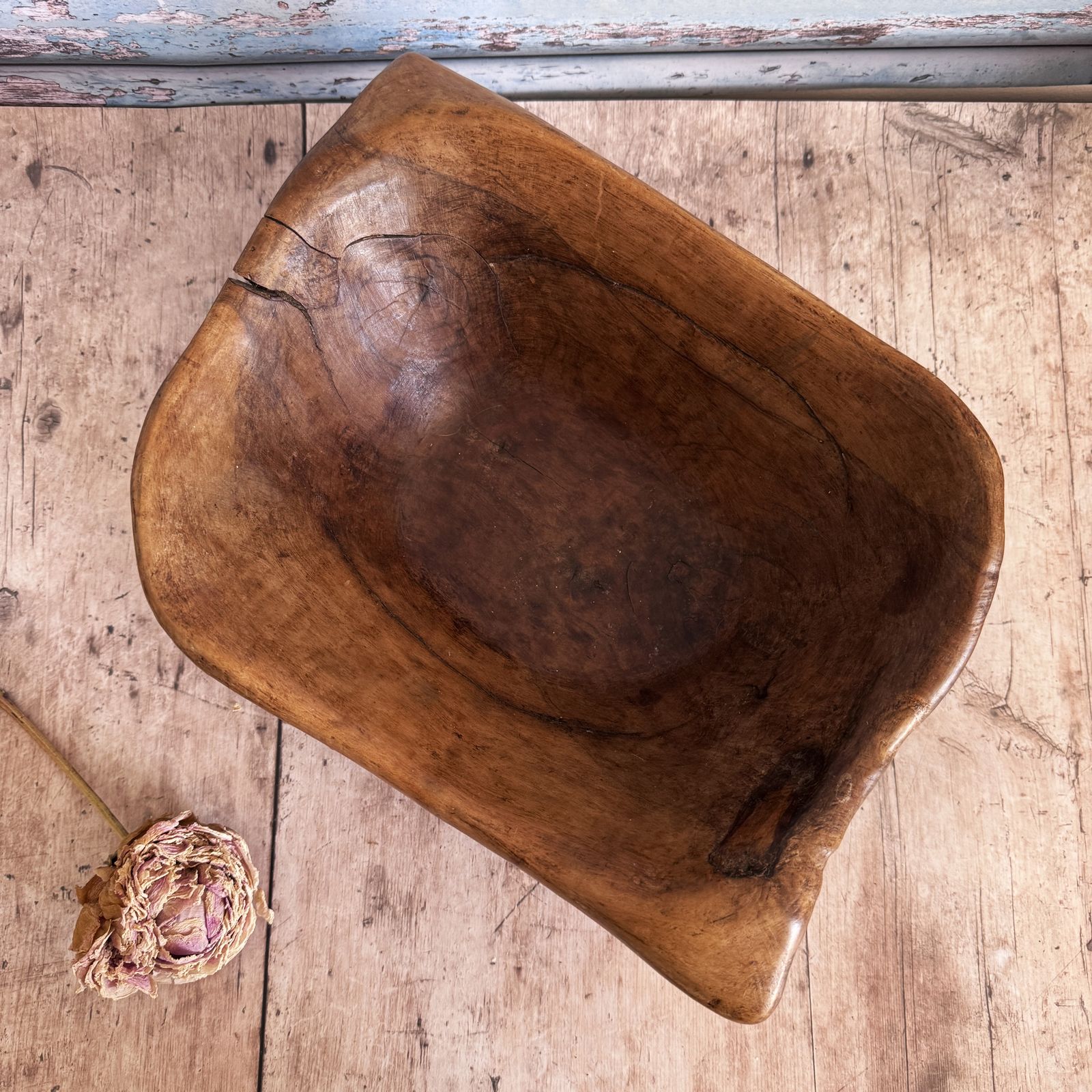French Antique Diagonal Wooden Bowl photo 86.0