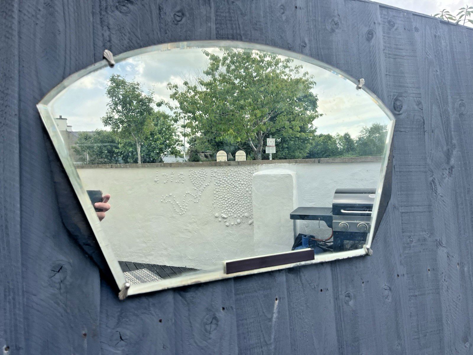 Antique Art Deco Fanned Bevelled Over Mantel Wall Hall Mirror Scallop Shell Clip photo furniture