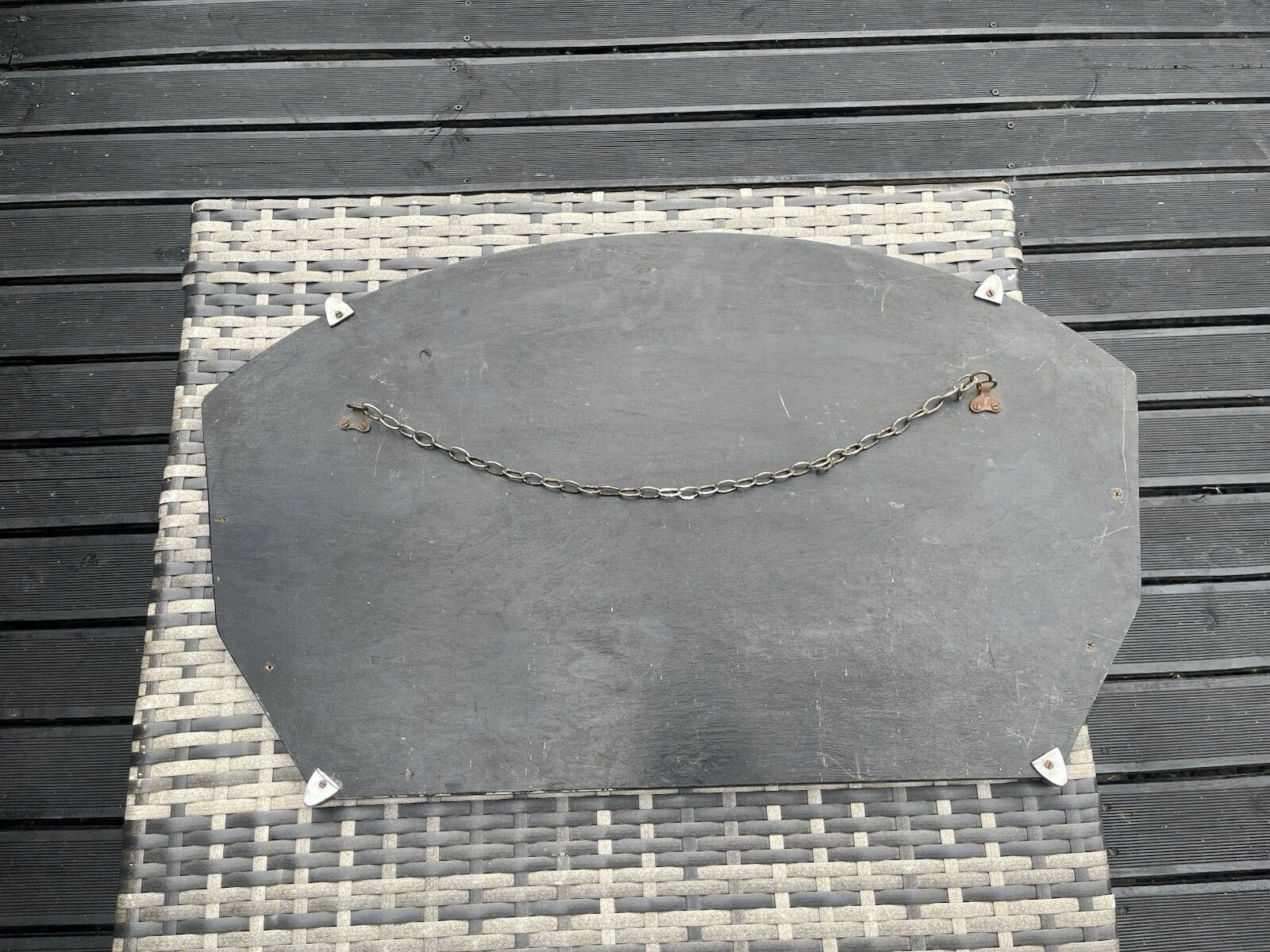 photo vinterior Antique Art Deco Fanned Bevelled Over Mantel Wall Hall Mirror Scallop Shell Clip