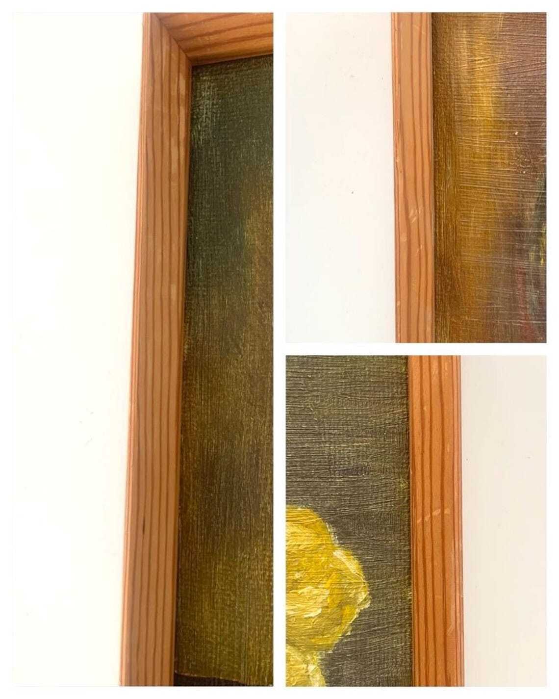 photo for sale Mid Century Danish Vintage Signed Still Life Oil On Canvas Painting With Motive Of Vase With Flowers And A Book
