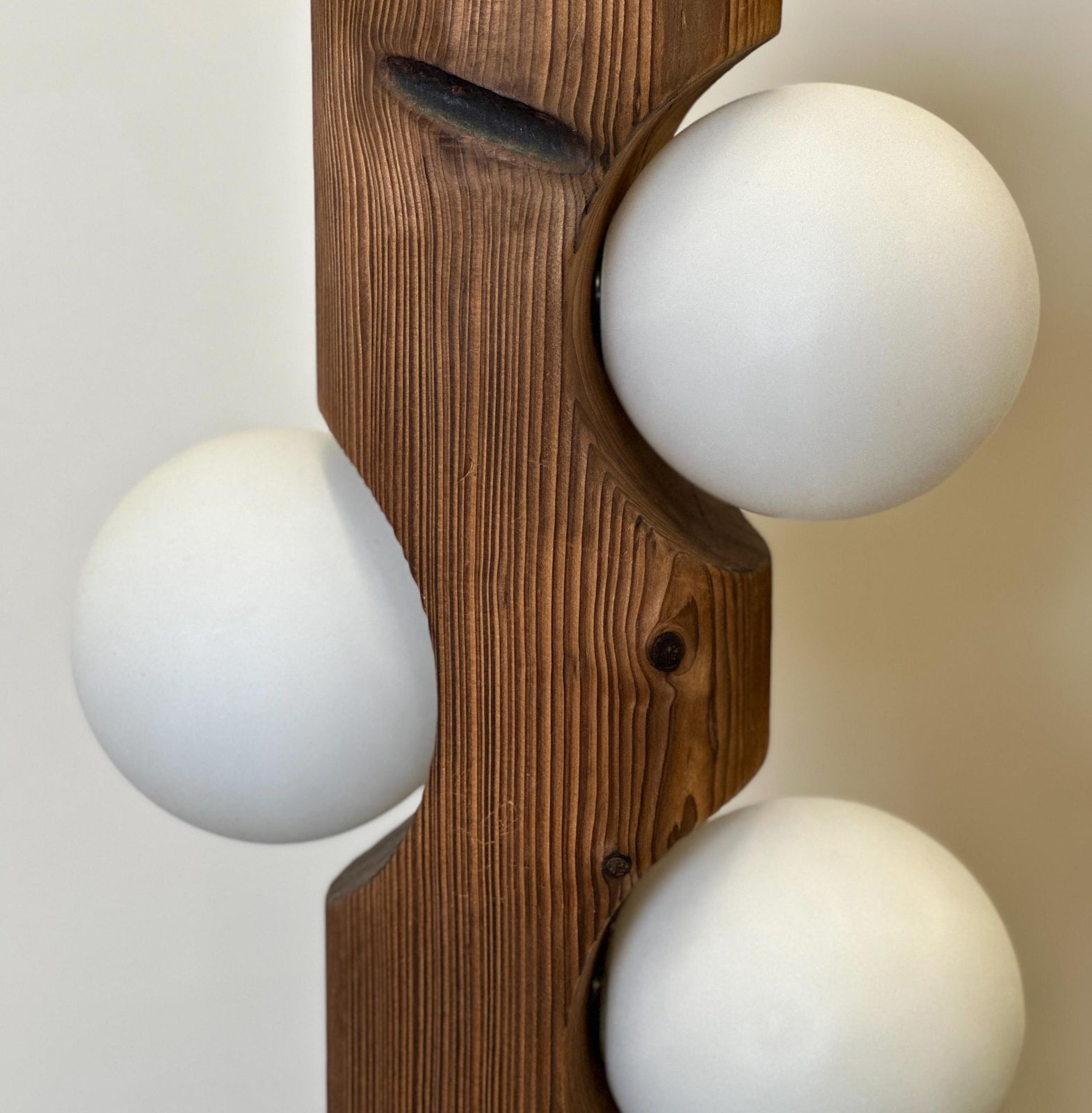 Brutalist Sculptural Pine Wood Table Or Floor Lamp By Temde Leuchten, Switzerland 1970s photo furniture