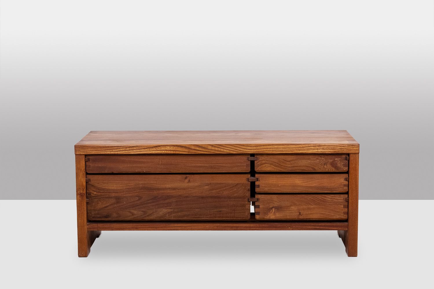 Pierre Chapo. Low Chest Of Drawers In Blond Elm. Circa 1970. photo Furniture