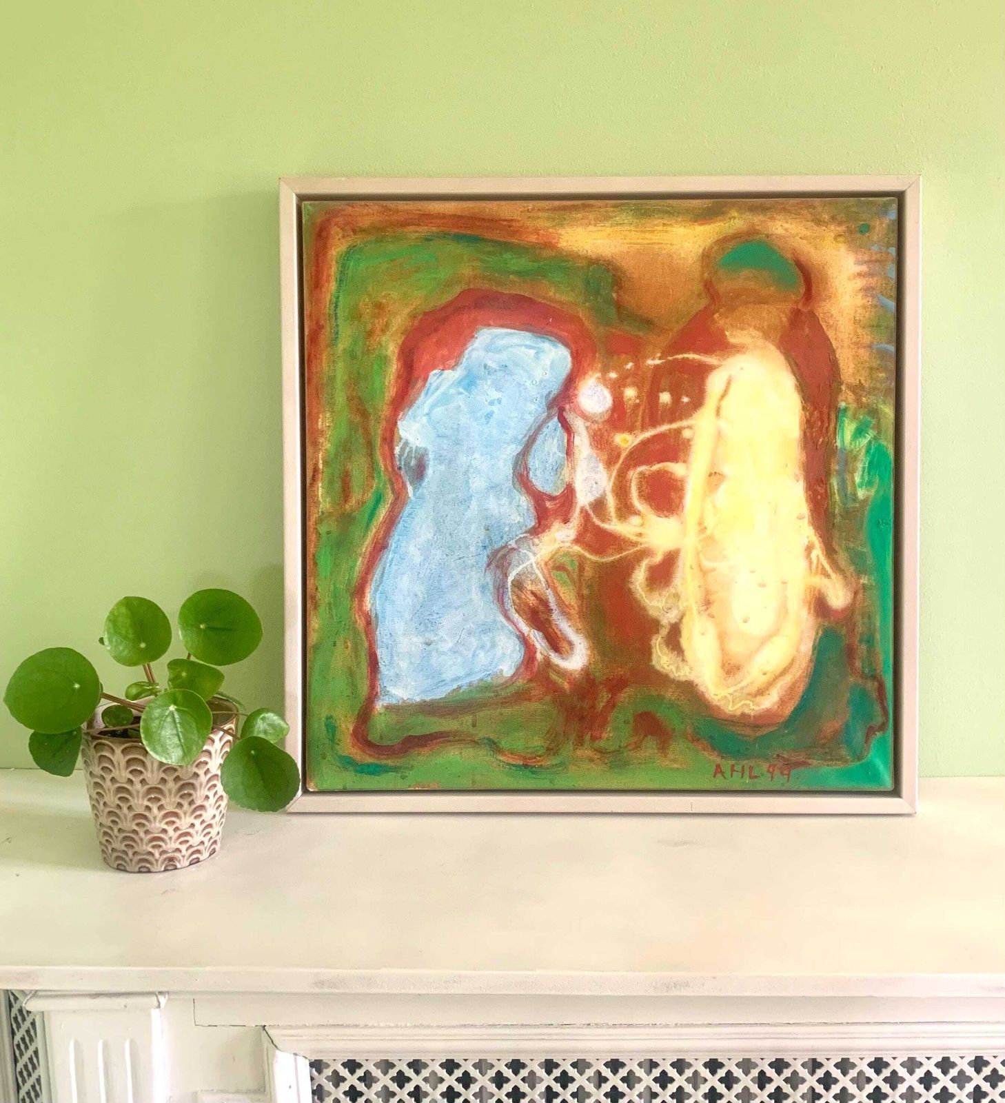 Vintage Original Expressionist Oil On Canvas Painting By Renoved Danish Artist And Cobra Movement Member Alfred H. Lilliendahl (1909 2009) photo Art