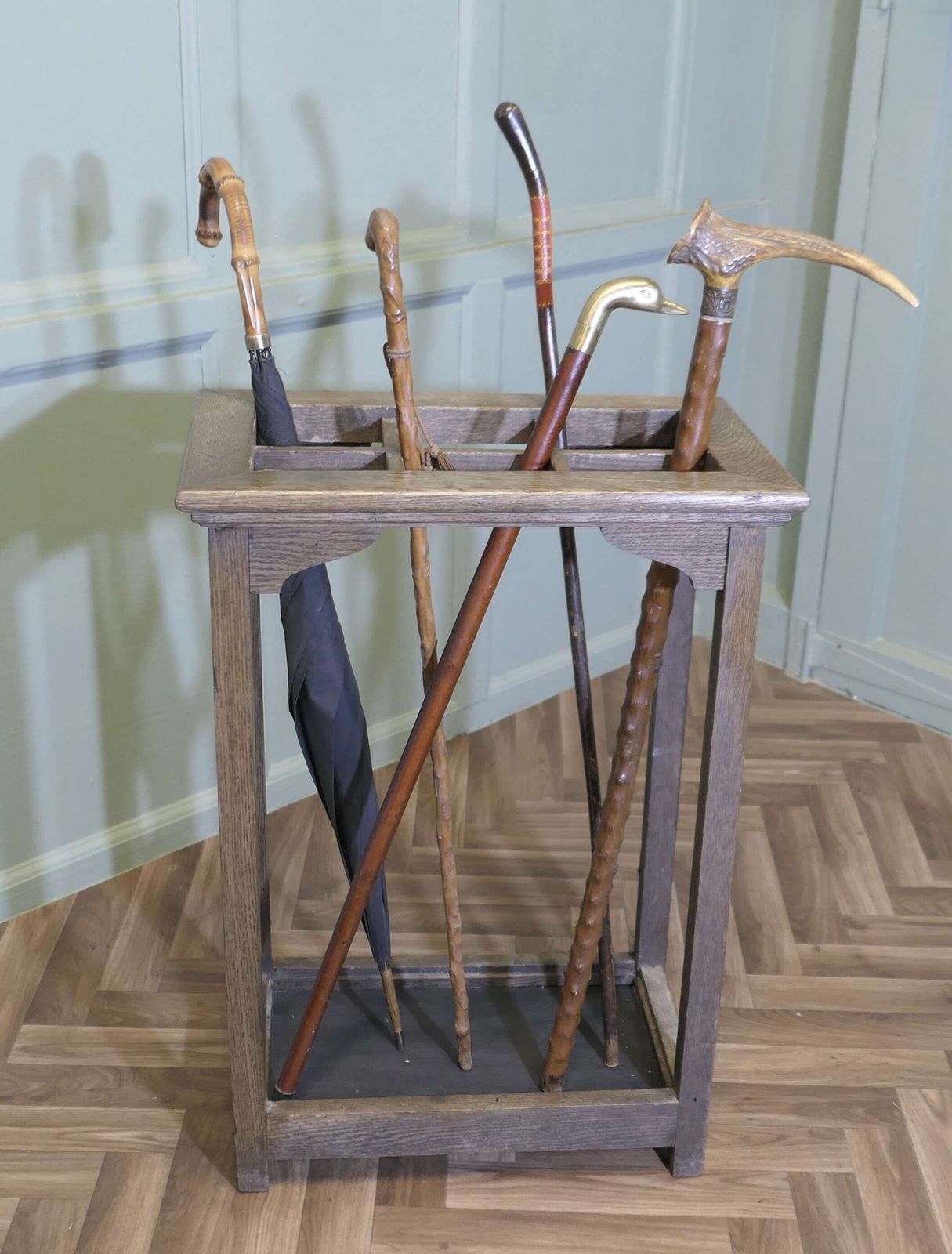 A Good Sturdy Arts And Crafts Oak Stick Or Umbrella Hall Stand photo Home Decor