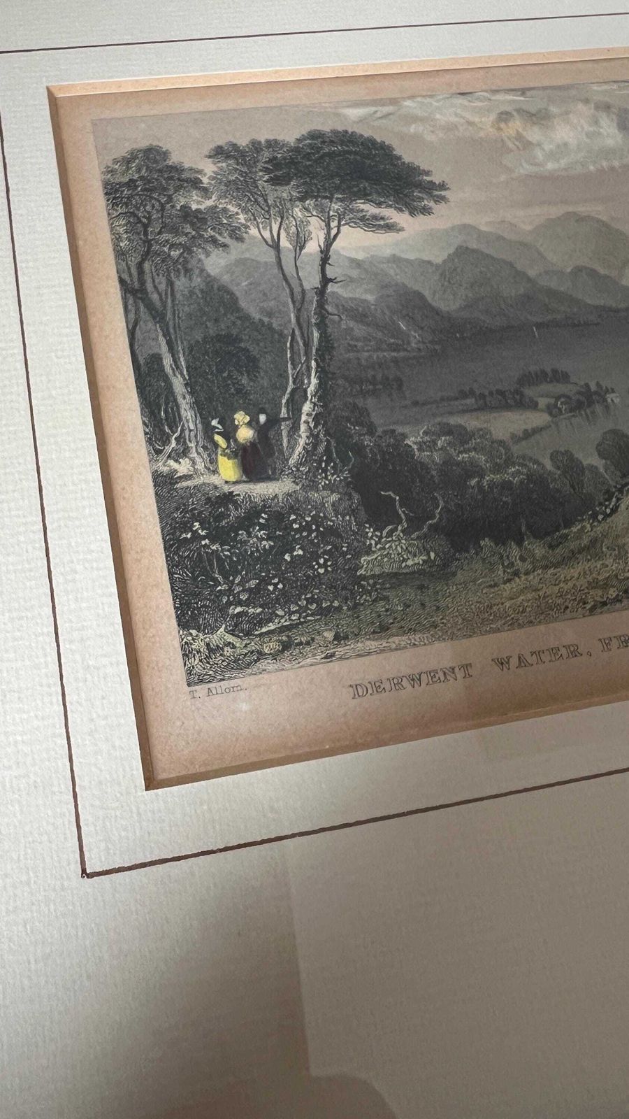 1834 Hand Coloured Engraving Of Derwent Water By Thomas Allom & R. Lacey photo furniture