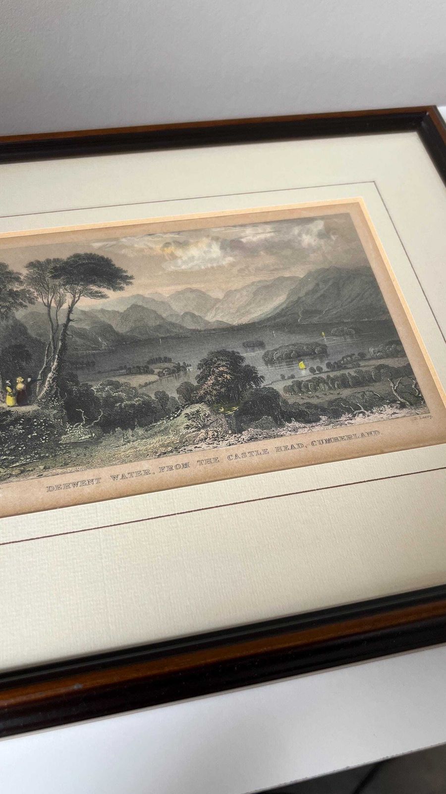 1834 Hand Coloured Engraving Of Derwent Water By Thomas Allom & R. Lacey photo vinterior