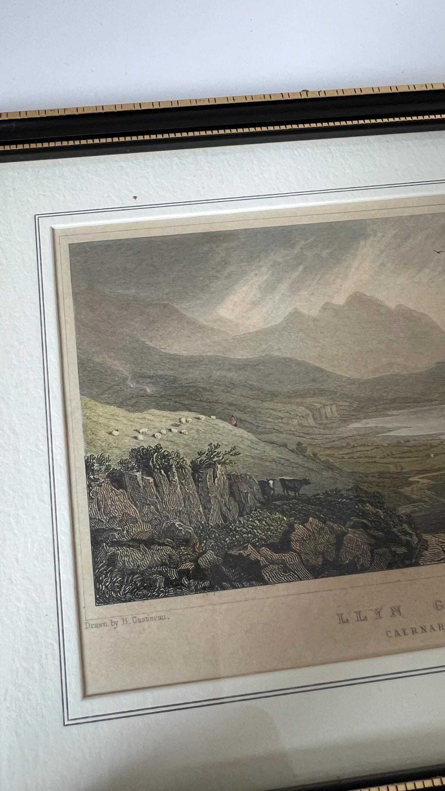 Antique 1800s Engraving Of Llyn Gwynant, Caernarvonshire By John Charles Varrall After Henry Gastineau photo 99.0